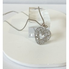 Ασημένιο κολιέ - Καρδιά με ζιργκόν (SN228)